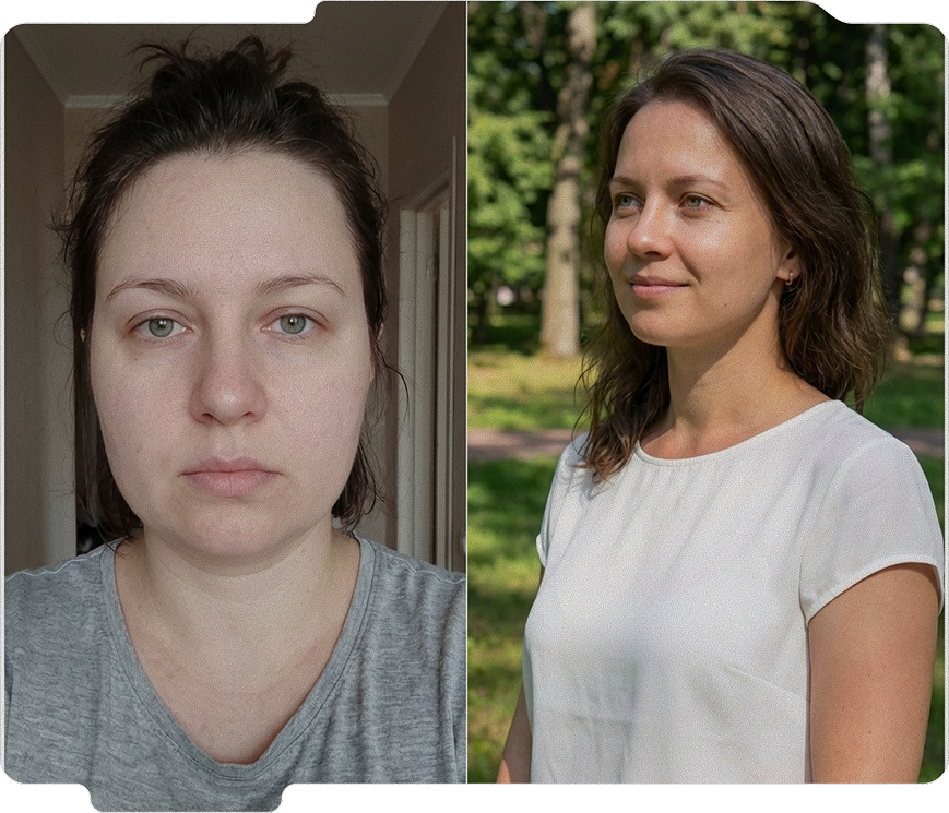 Елена, 38 лет: до и после